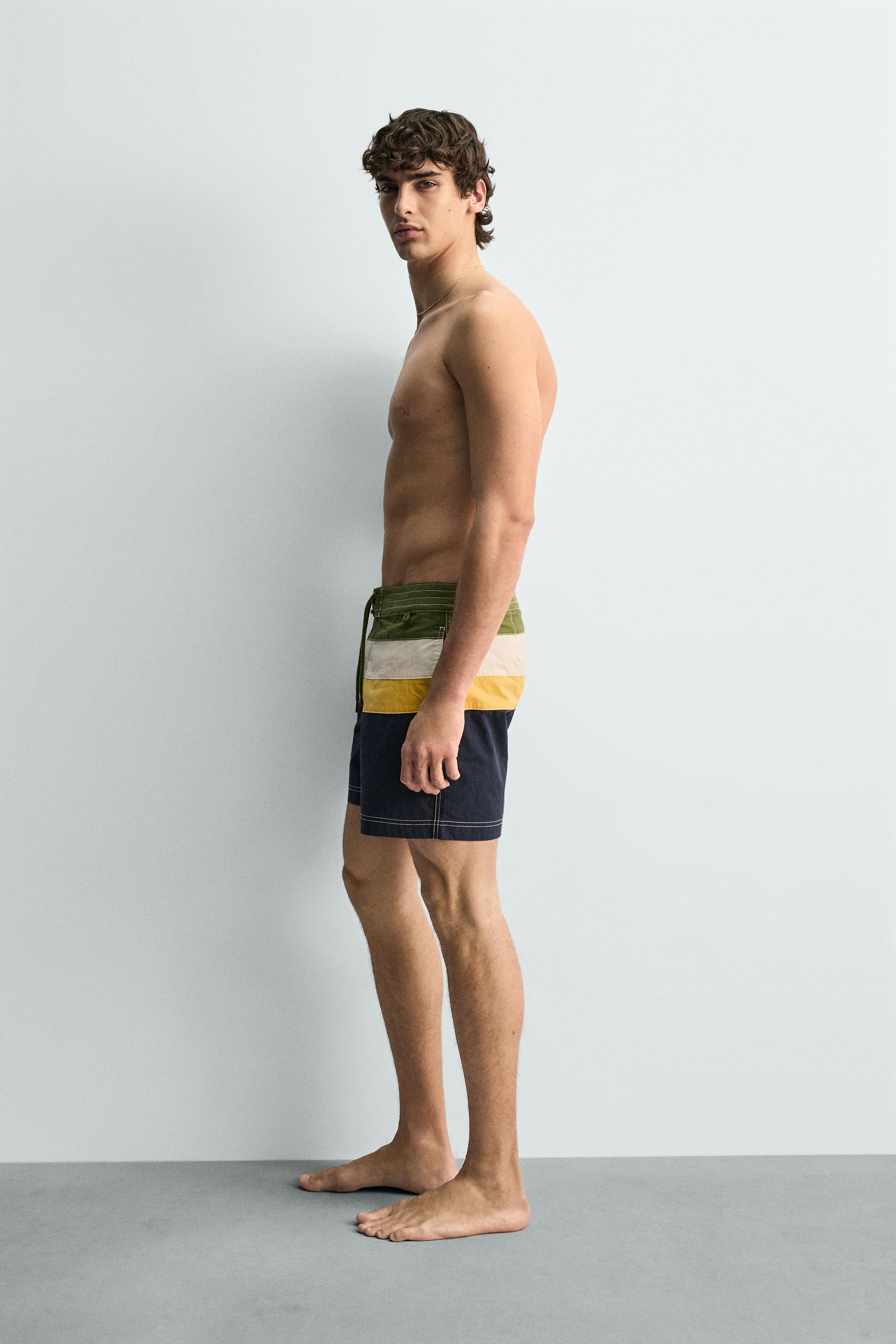 MAILLOT DE BAIN LONG À BANDES